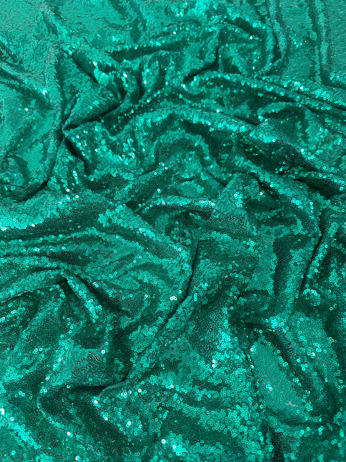 Stretch Sequin on Mesh Teal Green