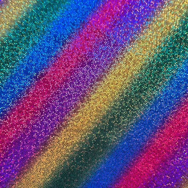 Polyester Spandex Irregular Stripe Rainbow Fabric