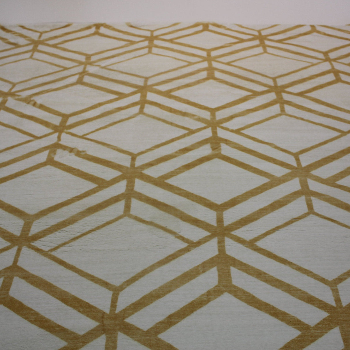 Mosaic Floral Leaf Lines Faux Fur Fabric - Soft Print Cozy Area Rug, Yellow, 5' 3" X 7' 5" (1 Piece)