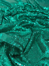 Stretch Sequin on Mesh Teal Green