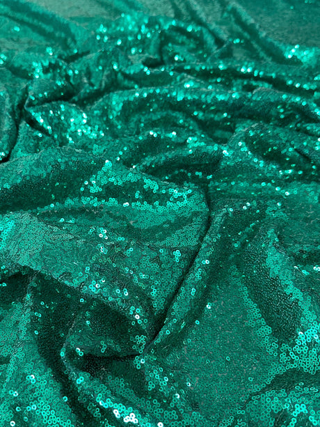 Stretch Sequin on Mesh Teal Green