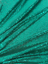 Stretch Sequin on Mesh Teal Green