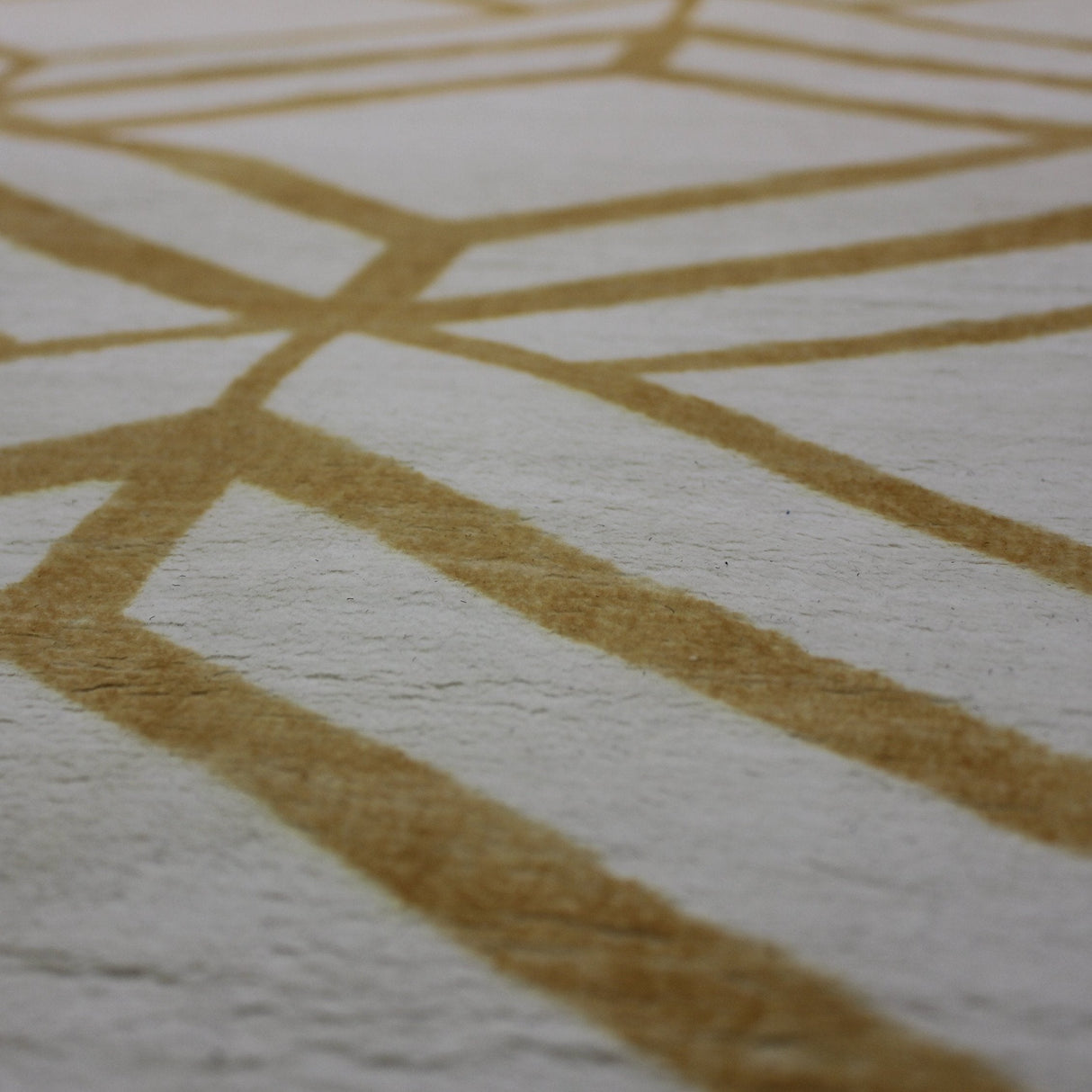 Mosaic Floral Leaf Lines Faux Fur Fabric - Soft Print Cozy Area Rug, Yellow, 5' 3" X 7' 5" (1 Piece)