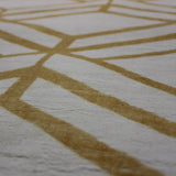 Mosaic Floral Leaf Lines Faux Fur Fabric - Soft Print Cozy Area Rug, Yellow, 5' 3" X 7' 5" (1 Piece)