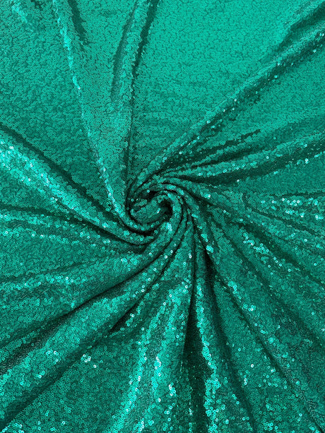 Stretch Sequin on Mesh Teal Green