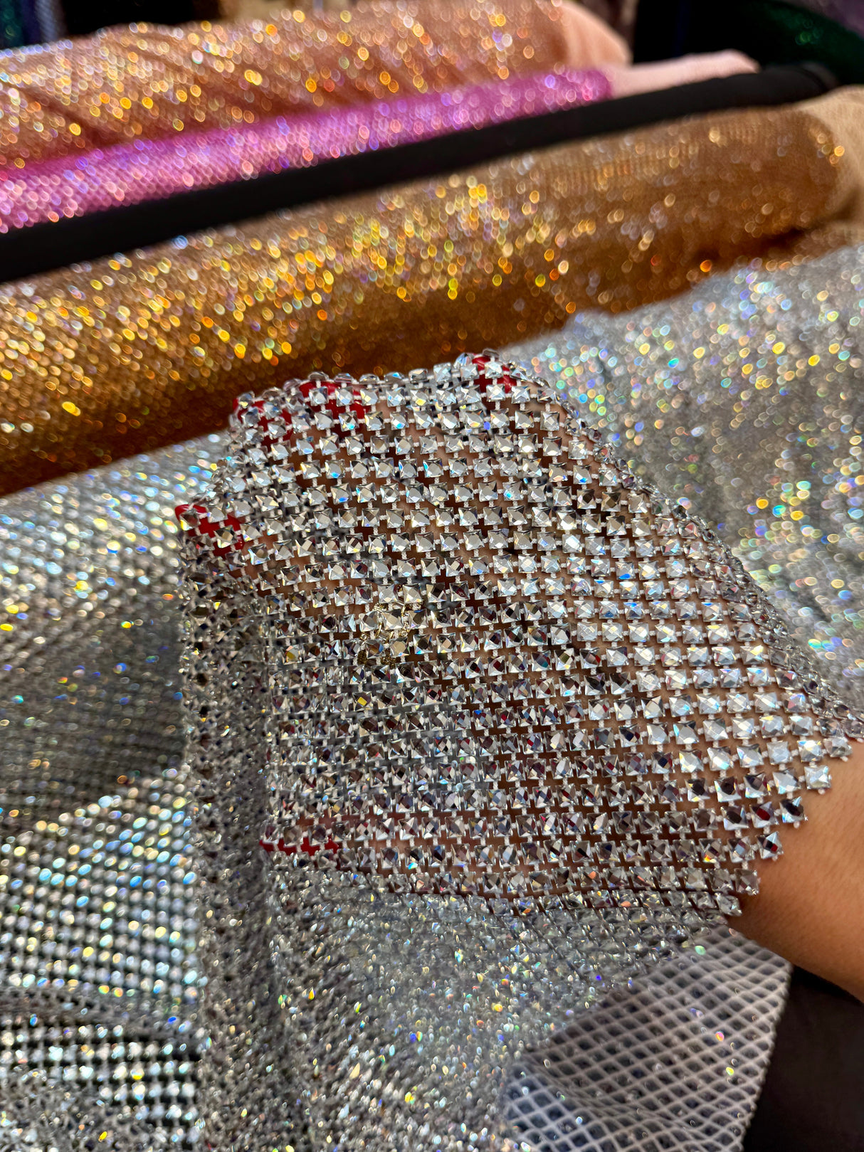 Luxury Rhinestone Mesh Silver