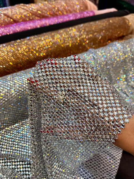 Luxury Rhinestone Mesh Silver