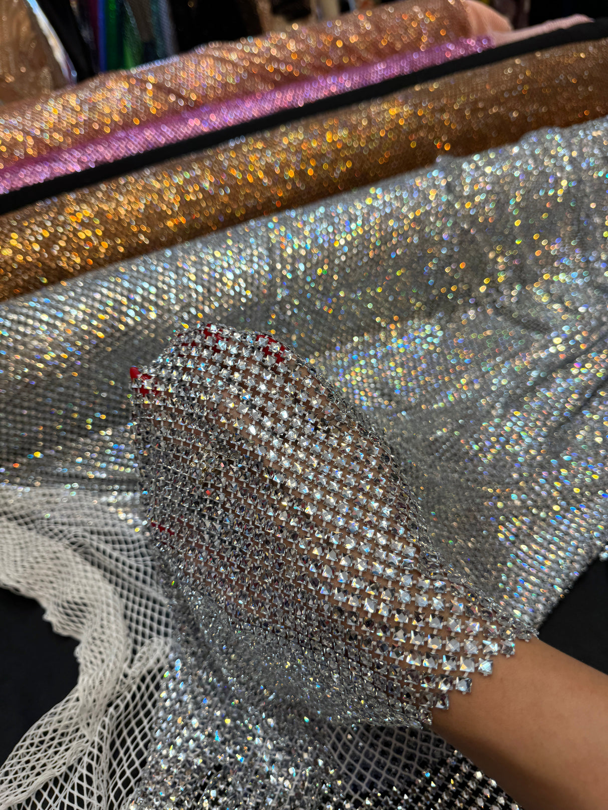 Luxury Rhinestone Mesh Silver