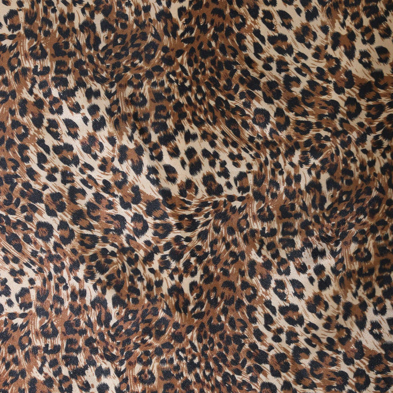 Cheetah Satin Print Polyester Fabric - Brown Small Cheetah Print, 59/60" Width