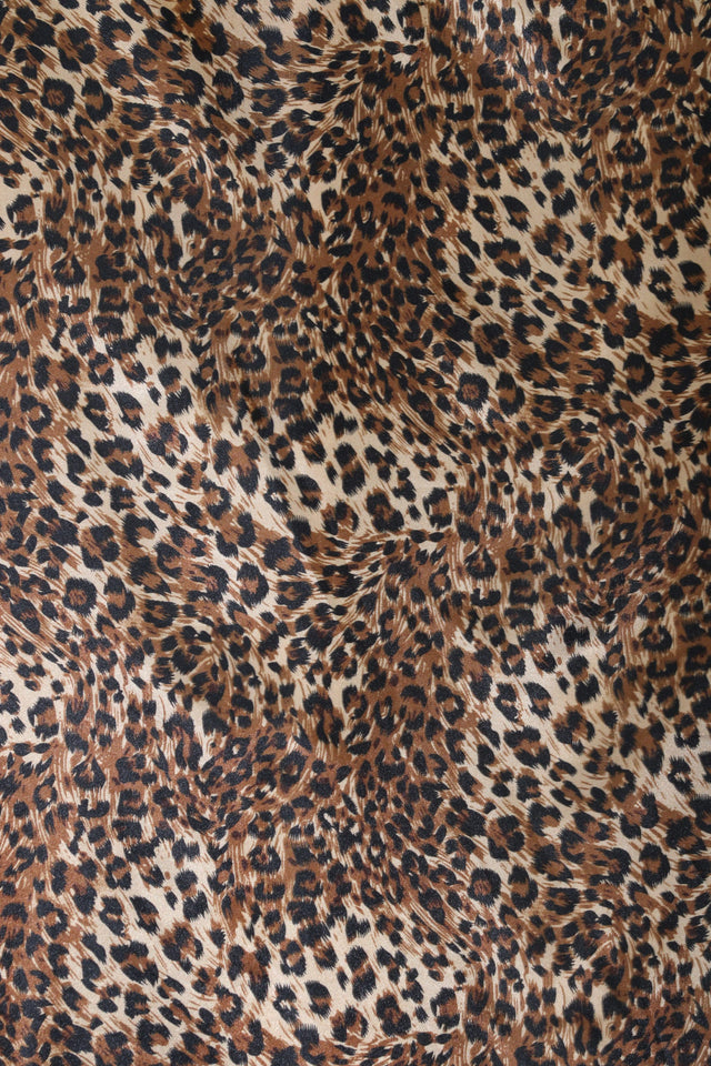 Cheetah Satin Print Polyester Fabric - Brown Small Cheetah Print, 59/60" Width