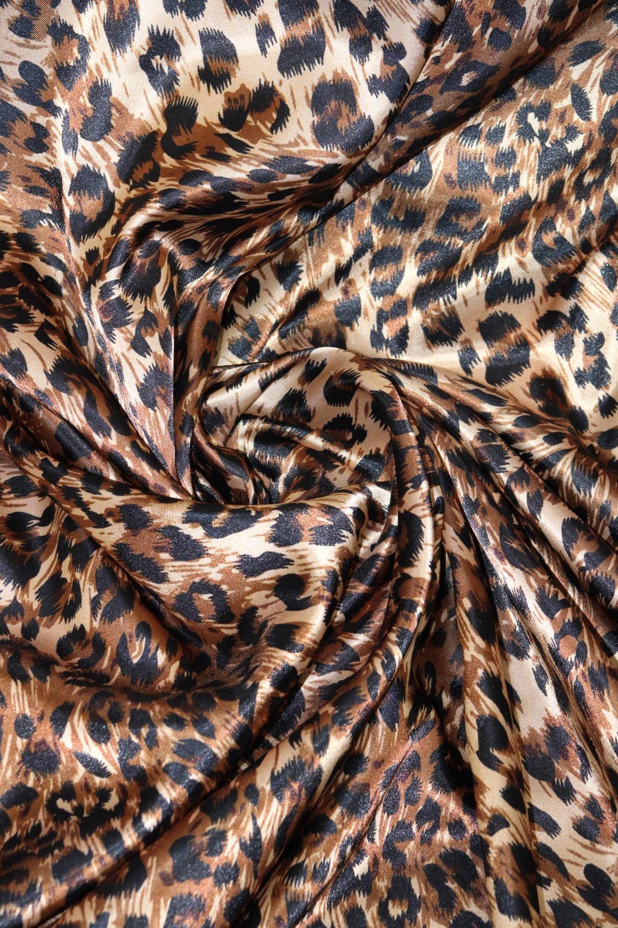Cheetah Satin Print Polyester Fabric - Brown Small Cheetah Print, 59/60" Width