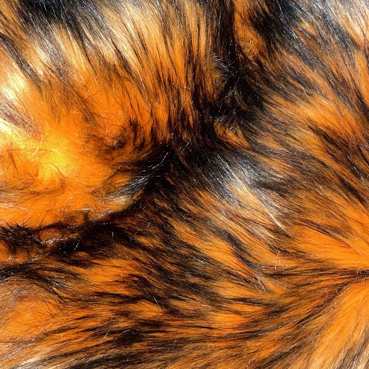 Orange Black Faux Fake Fur Husky Long Pile