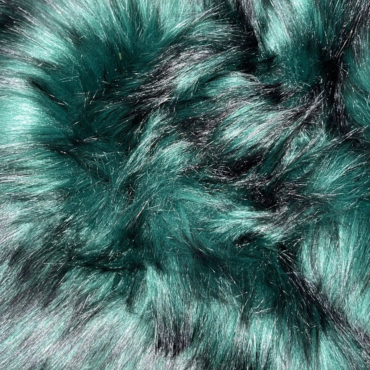 Hunter Green Black Faux Fake Fur Husky Long Pile,