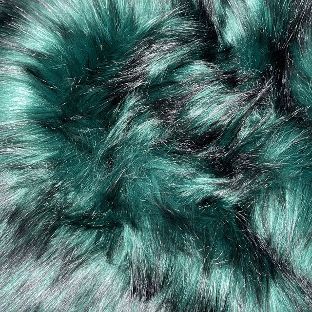 Hunter Green Black Faux Fake Fur Husky Long Pile,