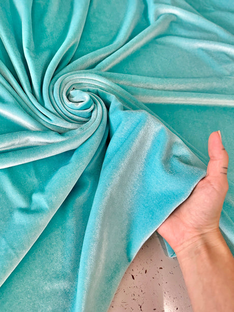 Stretch Velvet Tiffany Blue