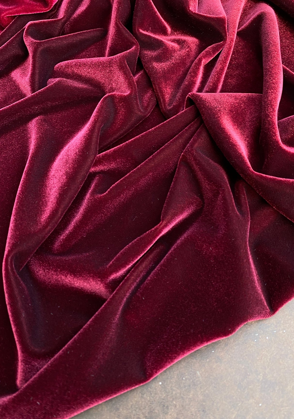 Stretch Velvet Burgundy