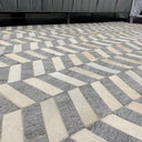 Geometric Chevron Ivory & Grey Cowhide Patchwork Rug - Handmade Leather Patchwork Cowhide PCH165