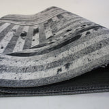 Geometric Vegan Hide Patchwork Printed Rug - Vertical Lines Design, Gray Beige Ivory, Area Rug (5' X 7')