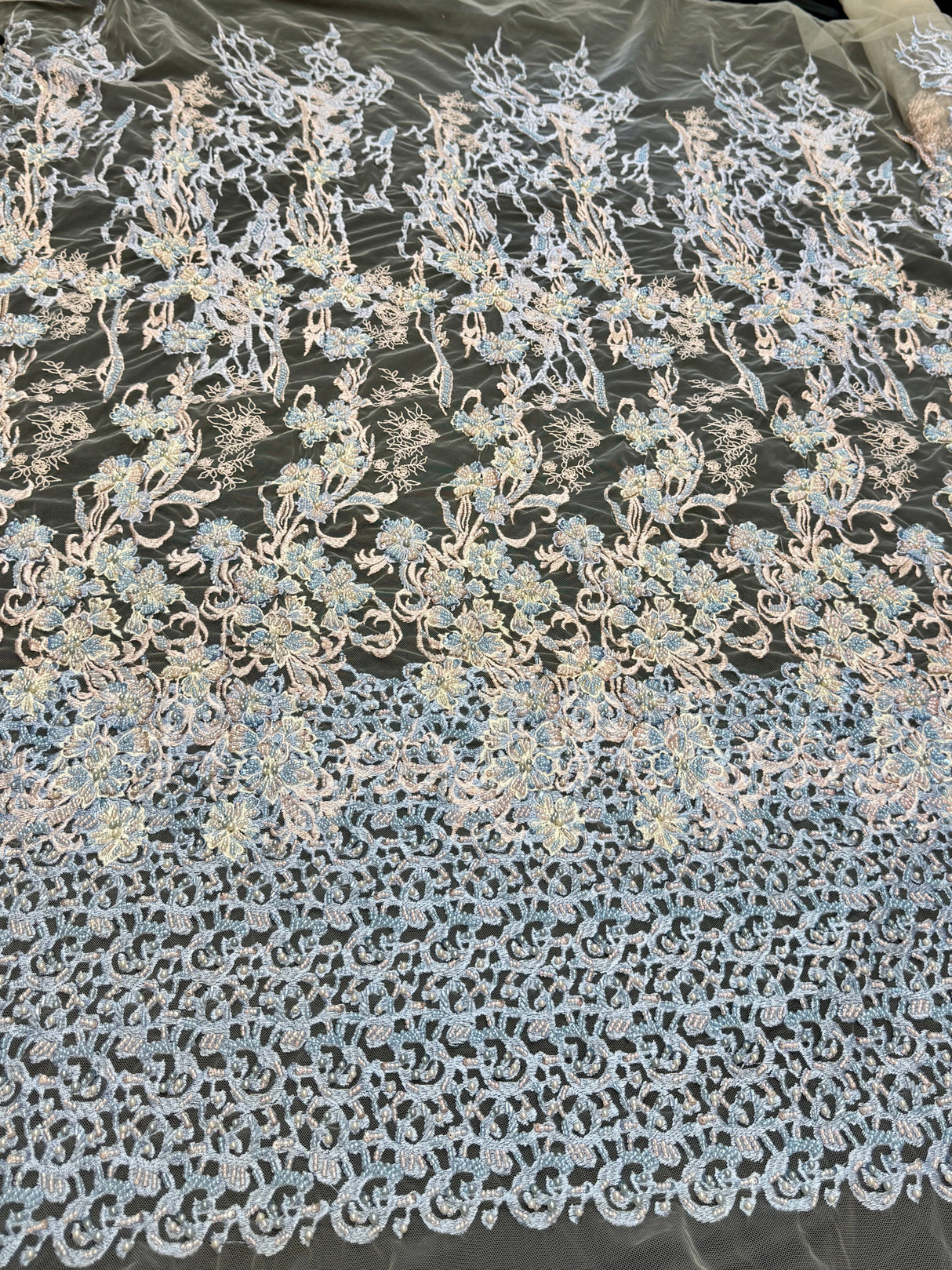 Pearl Beaded Floral Embroidery Lace