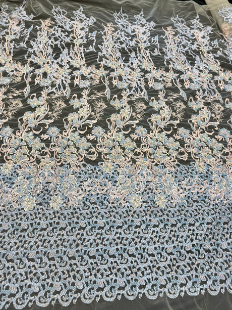 Pearl Beaded Floral Embroidery Lace