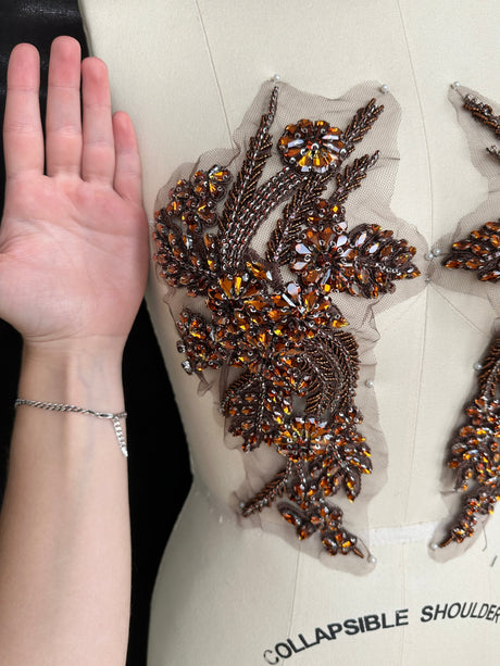 Rhinestone Applique in Chocolate Rust