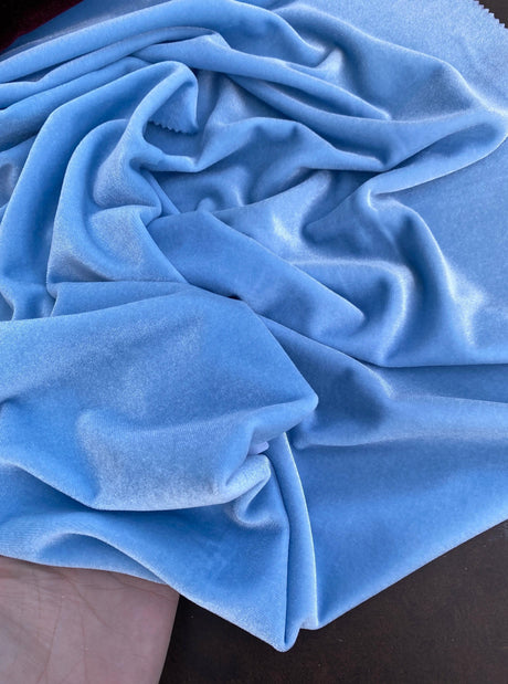 Baby Blue Stretch Velvet