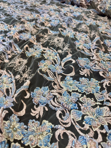 Pearl Beaded Floral Embroidery Lace