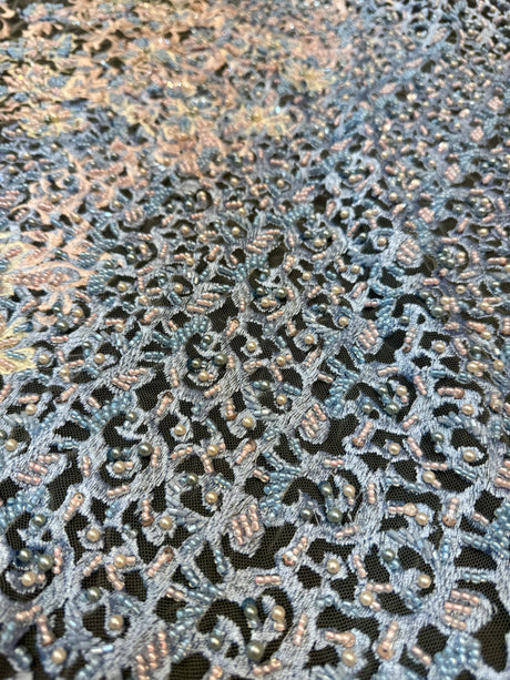 Pearl Beaded Floral Embroidery Lace
