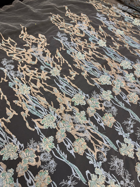 Pearl Beaded Floral Embroidery Lace