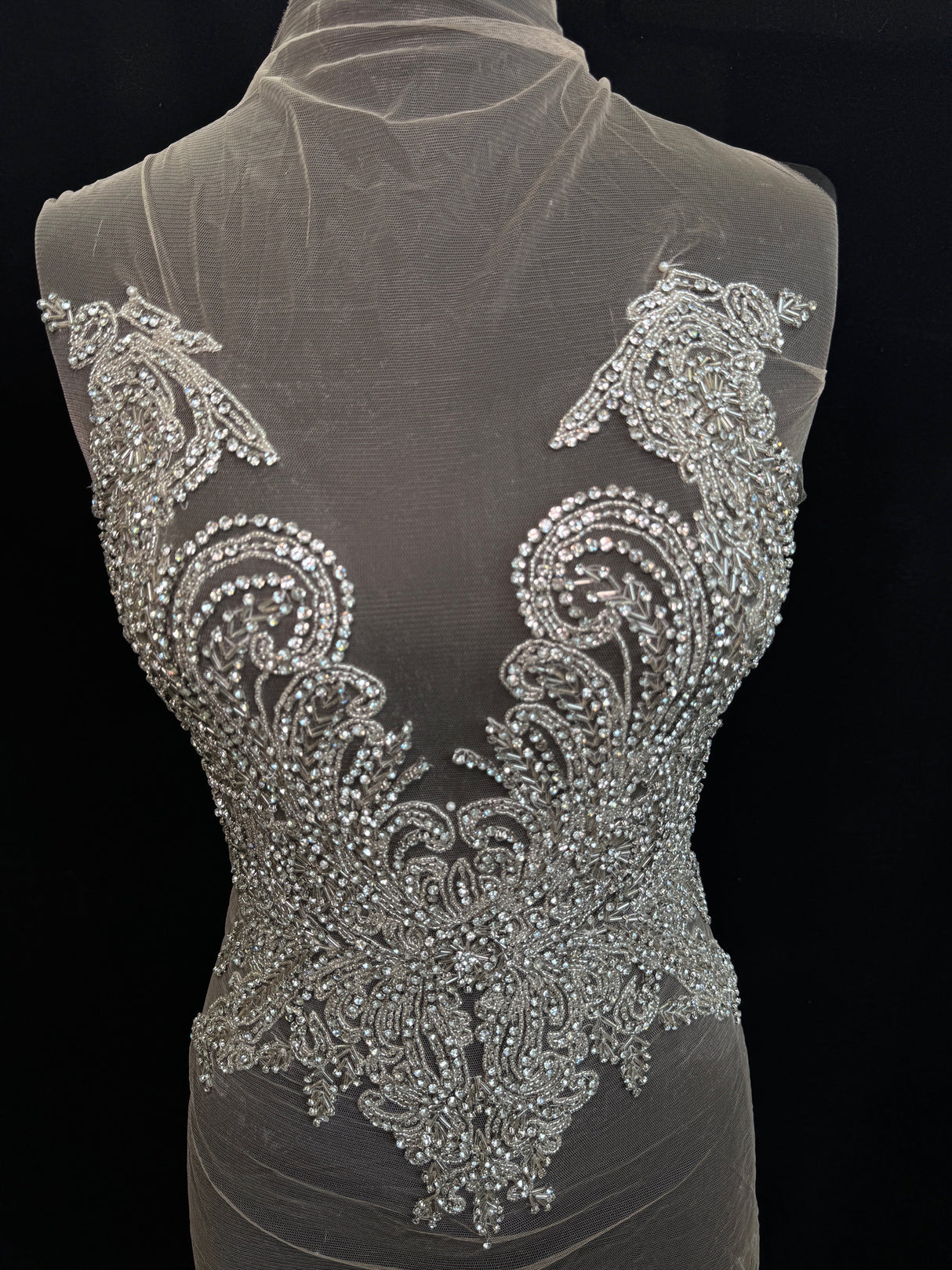Silver Rhinestone Bodice Applique