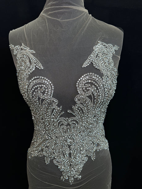 Silver Rhinestone Bodice Applique
