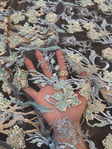 Pearl Beaded Floral Embroidery Lace