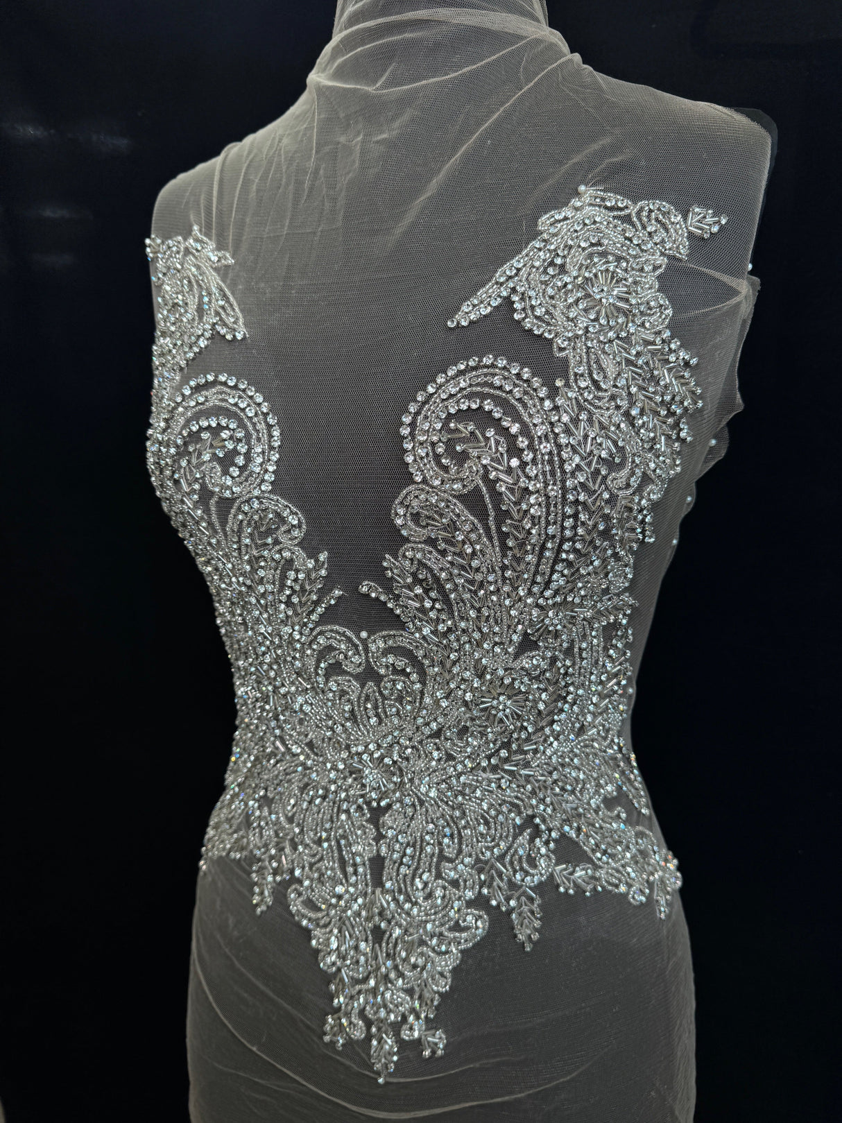 Silver Rhinestone Bodice Applique