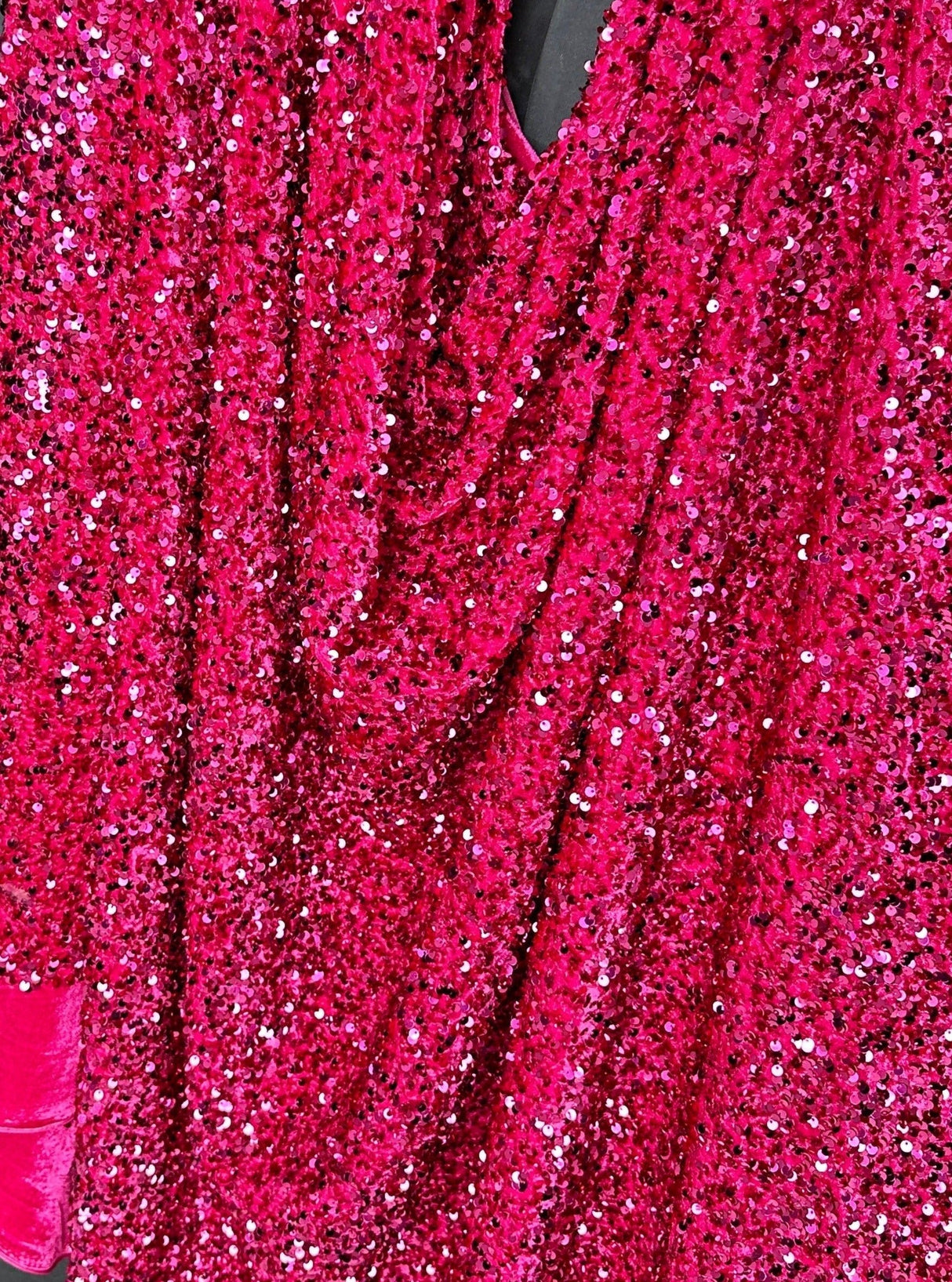 Stretch Sequin on Velvet Fuchsia