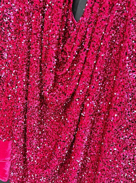 Stretch Sequin on Velvet Fuchsia