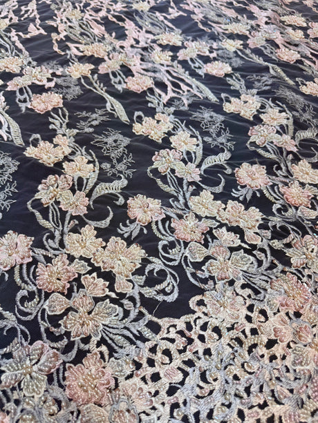 Pearl Beaded Floral Embroidery Lace