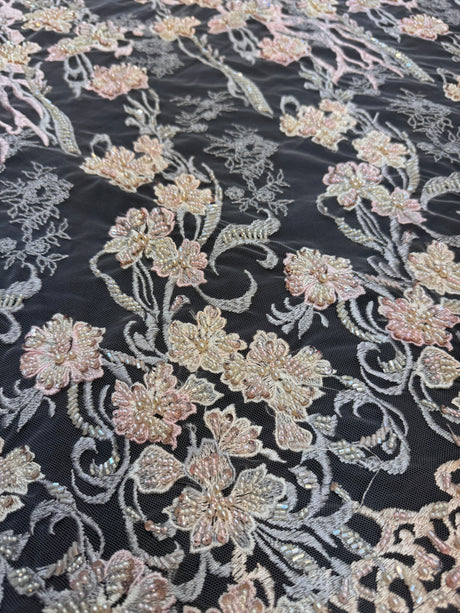 Pearl Beaded Floral Embroidery Lace
