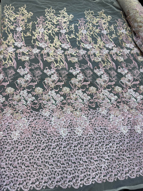 Pearl Beaded Floral Embroidery Lace