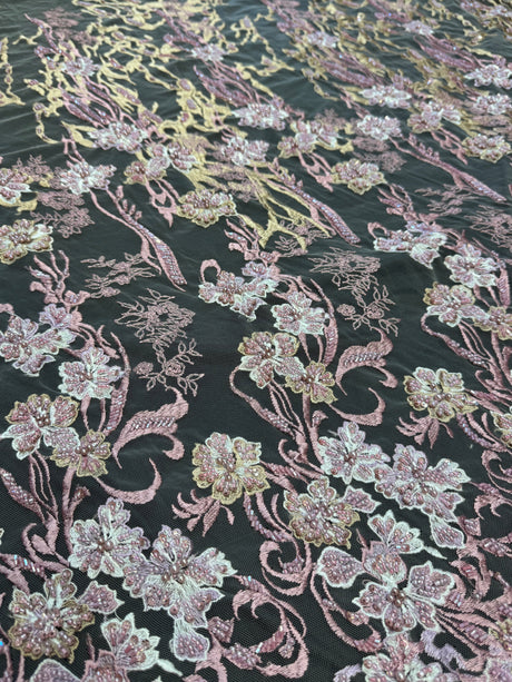 Pearl Beaded Floral Embroidery Lace