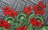 Multicolor Polynesian Tattoo Sarong Polyester Fabric - Red, Yellow, Gray, Navy, Blue Polynesian Tattoo Print, 72" L x 45" W (1 Piece)