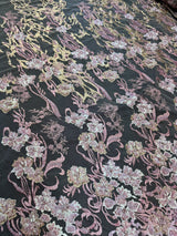 Pearl Beaded Floral Embroidery Lace