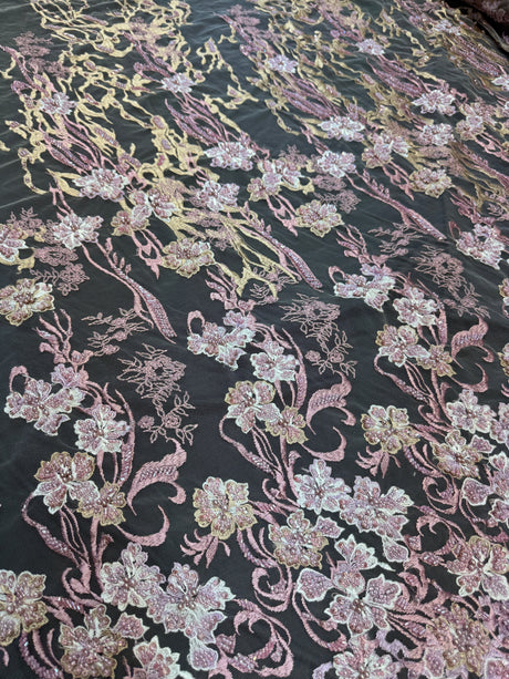 Pearl Beaded Floral Embroidery Lace