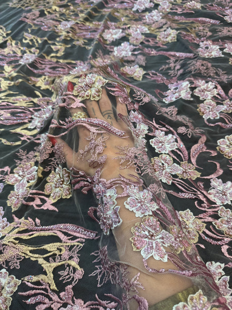 Pearl Beaded Floral Embroidery Lace
