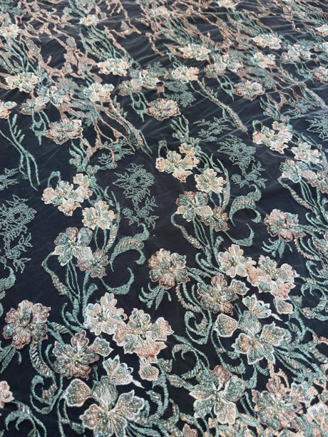 Pearl Beaded Floral Embroidery Lace