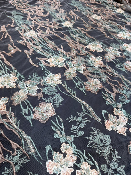 Pearl Beaded Floral Embroidery Lace