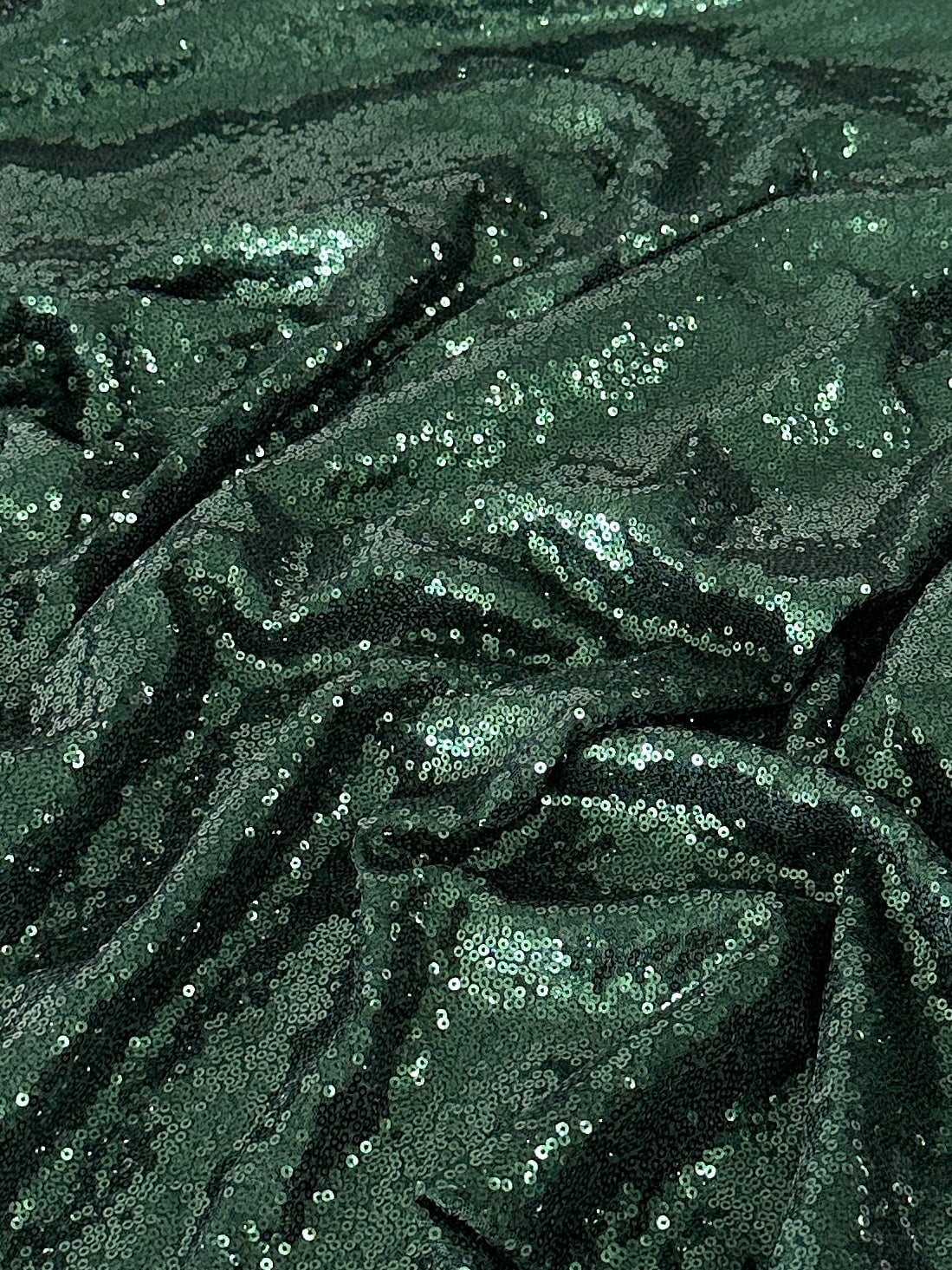 Stretch Sequin on Mesh Hunter Green