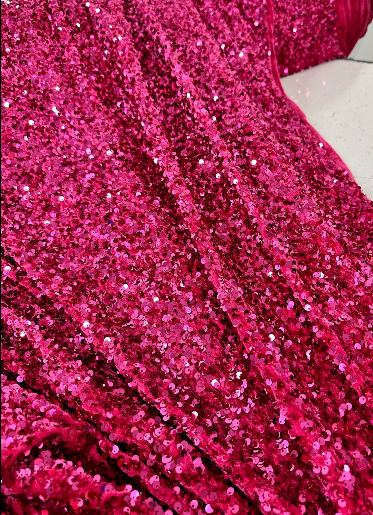 Stretch Sequin on Velvet Fuchsia