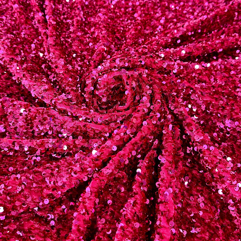 Stretch Sequin on Velvet Fuchsia