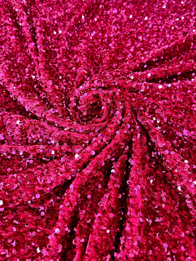 Stretch Sequin on Velvet Fuchsia