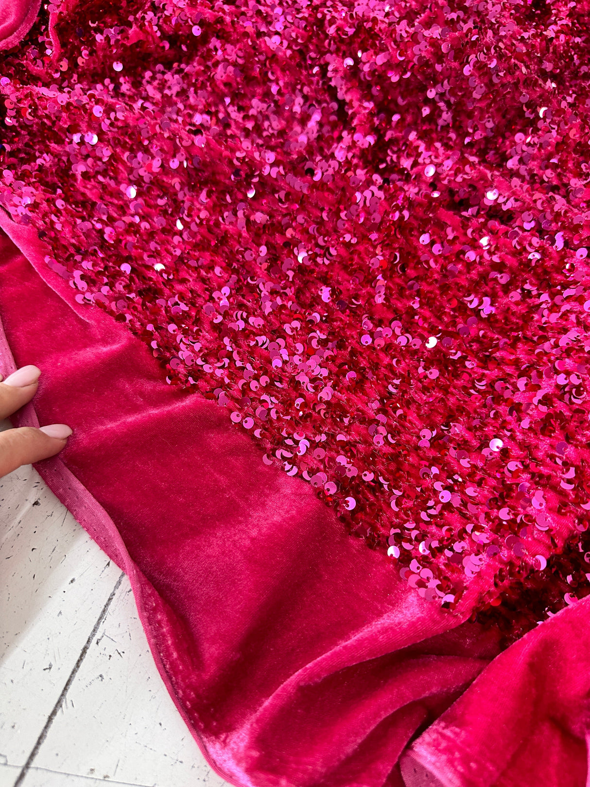 Stretch Sequin on Velvet Fuchsia